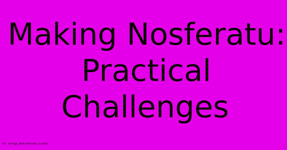 Making Nosferatu: Practical Challenges