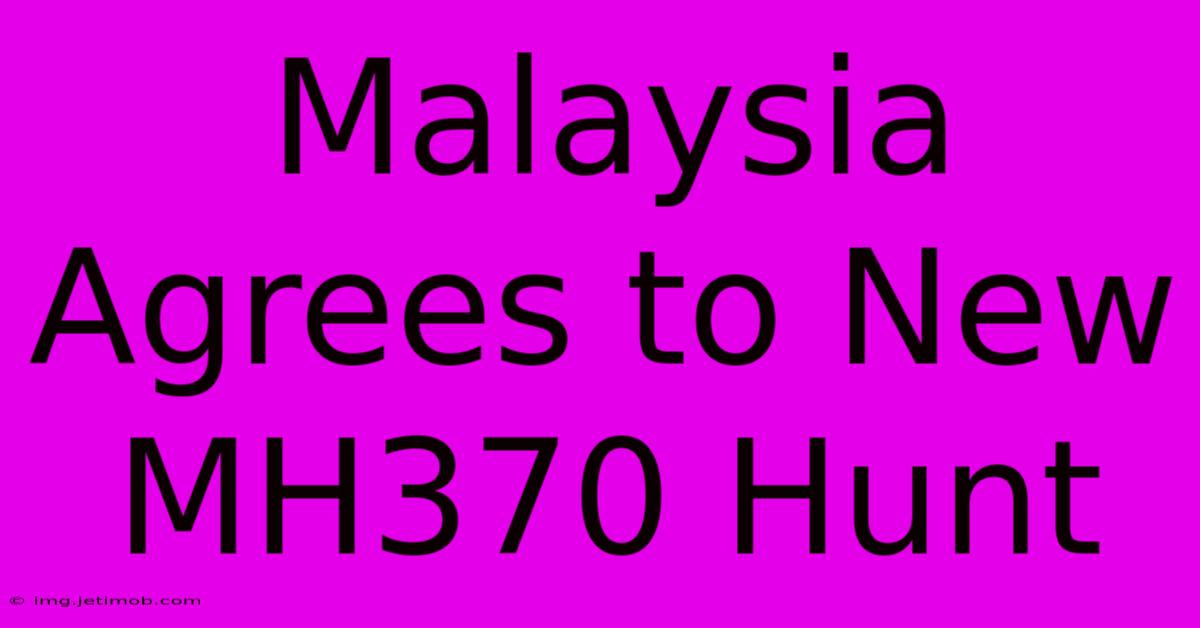 Malaysia Agrees To New MH370 Hunt