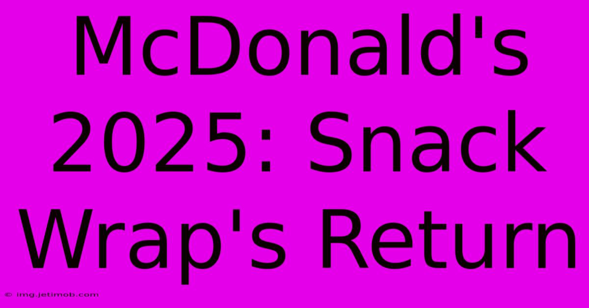 McDonald's 2025 Snack Wrap's Return