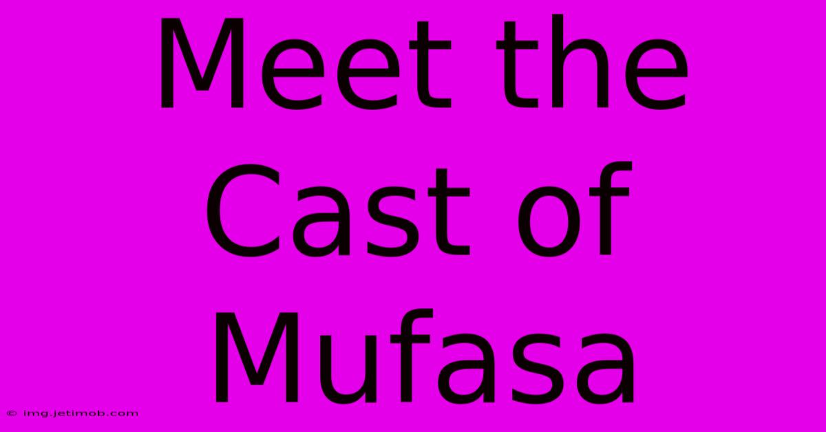 Meet The Cast Of Mufasa