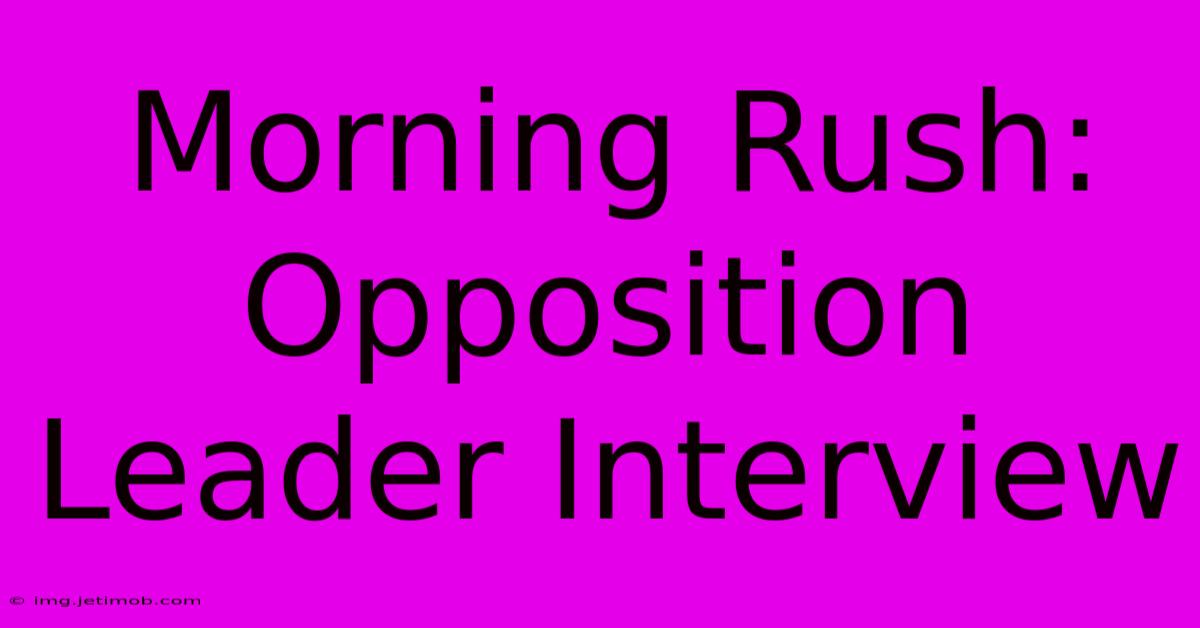 Morning Rush: Opposition Leader Interview