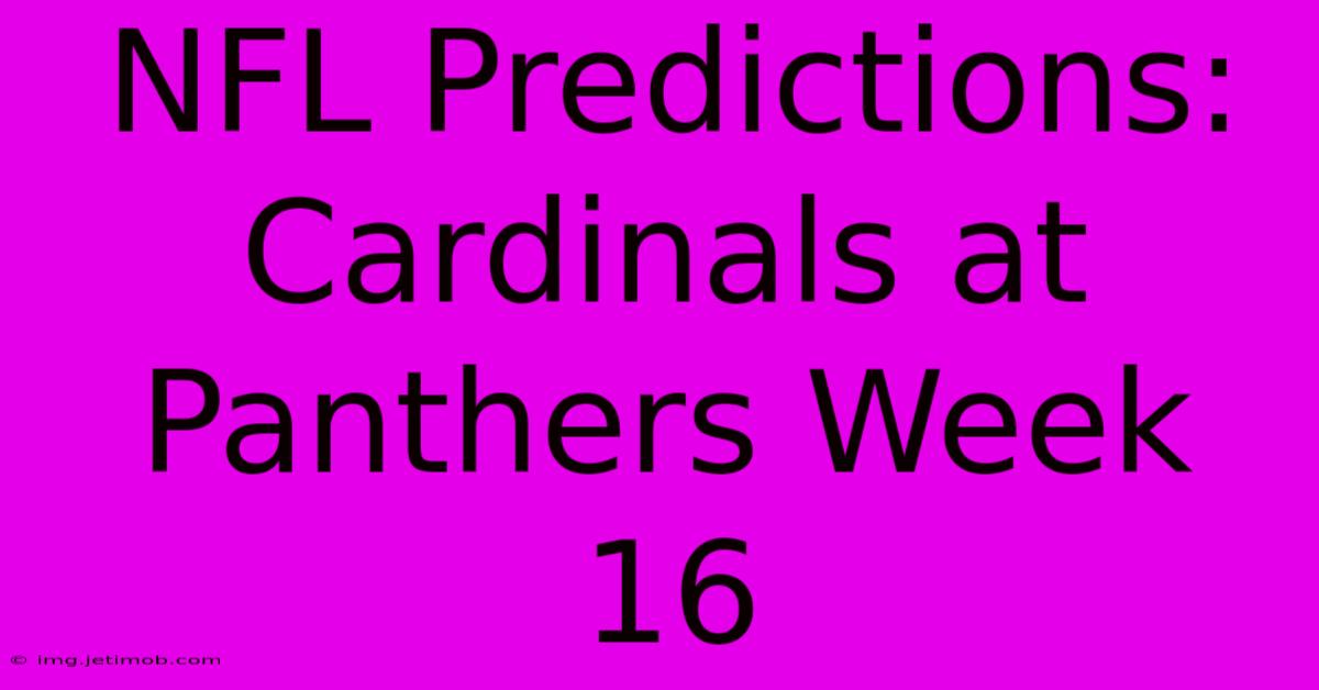 NFL Predictions: Cardinals At Panthers Week 16