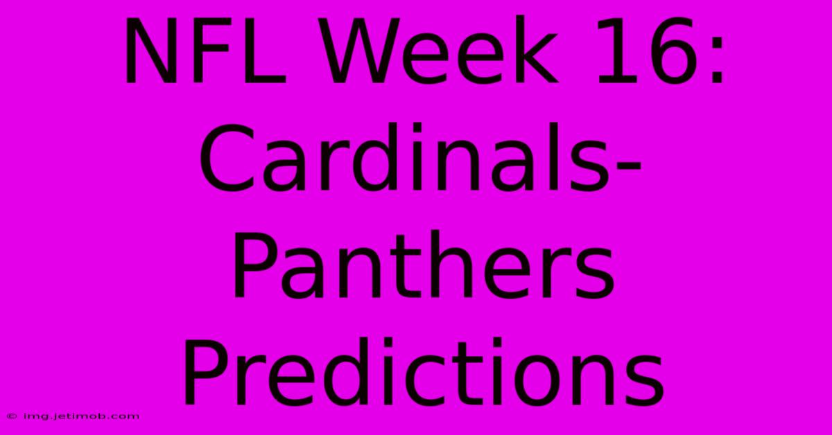 NFL Week 16: Cardinals-Panthers Predictions