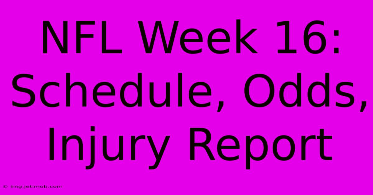 NFL Week 16:  Schedule, Odds, Injury Report