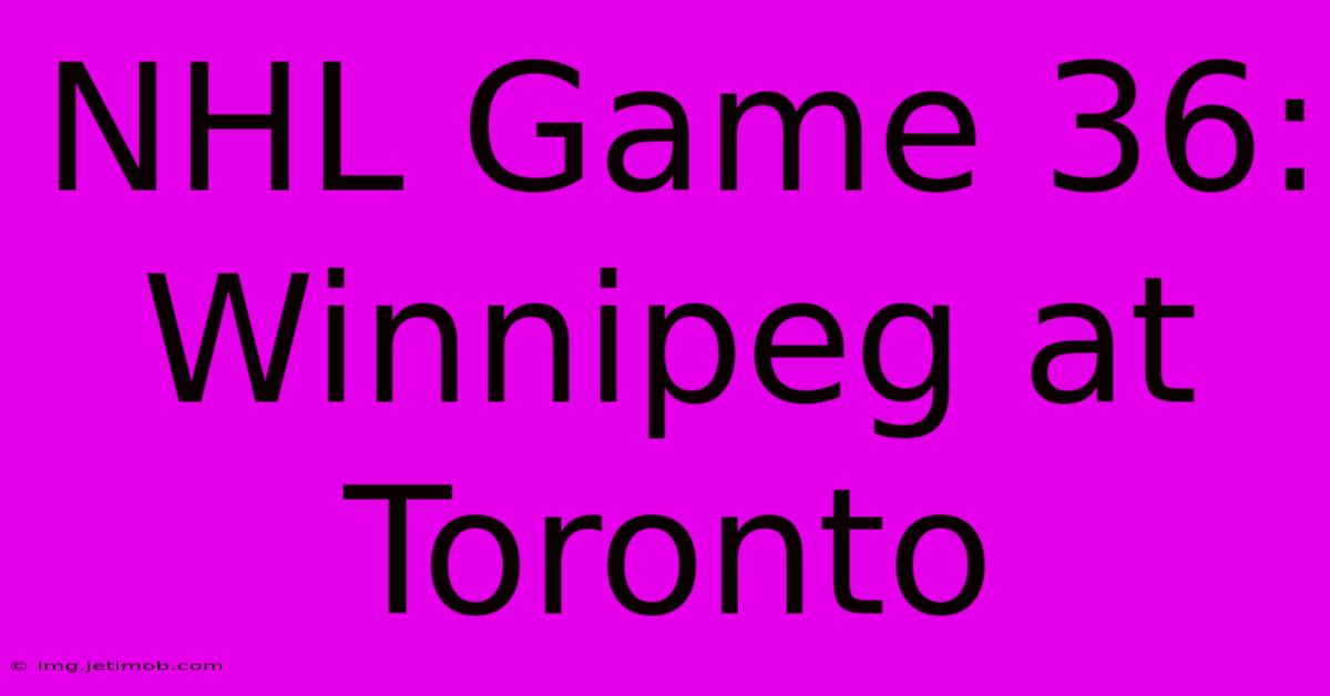 NHL Game 36: Winnipeg At Toronto