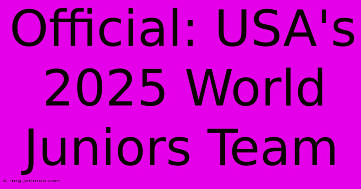 Official: USA's 2025 World Juniors Team