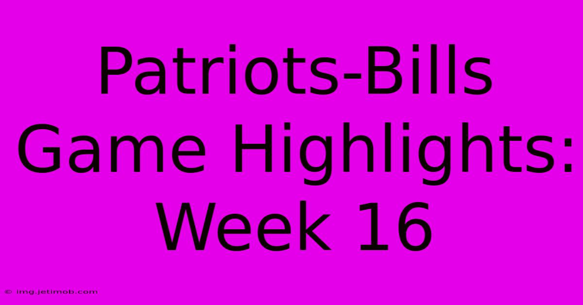 Patriots-Bills Game Highlights: Week 16