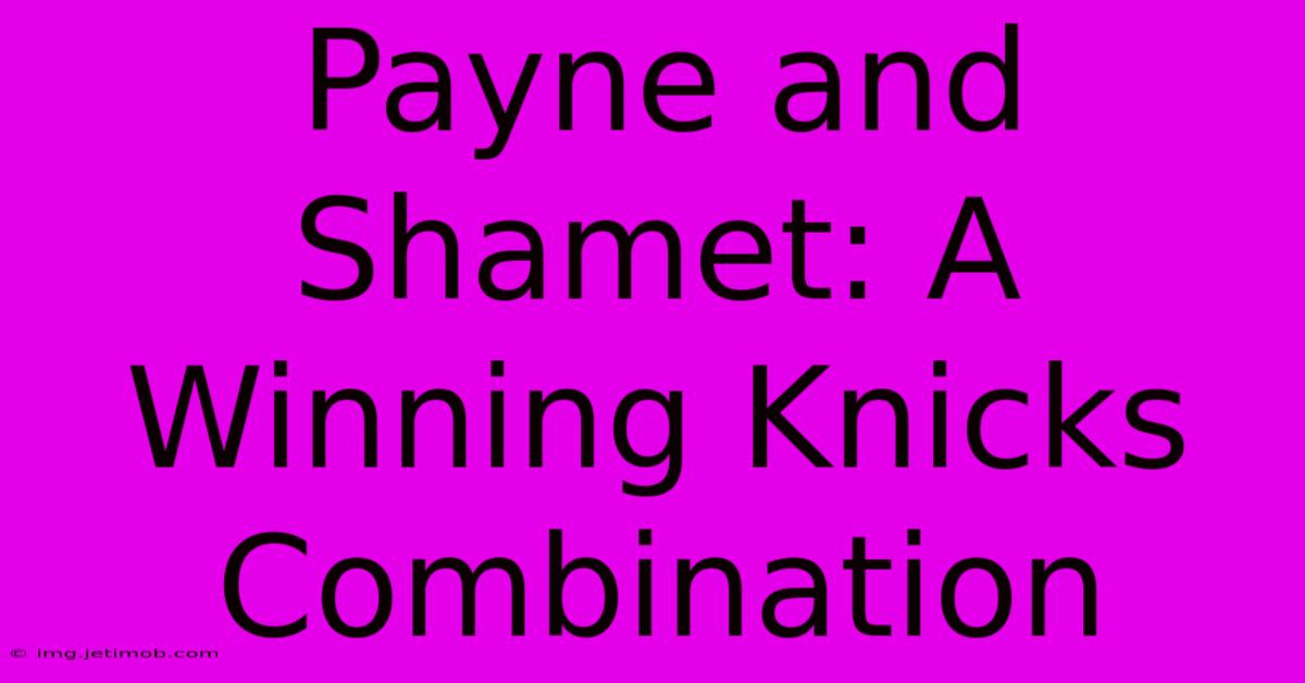 Payne And Shamet: A Winning Knicks Combination