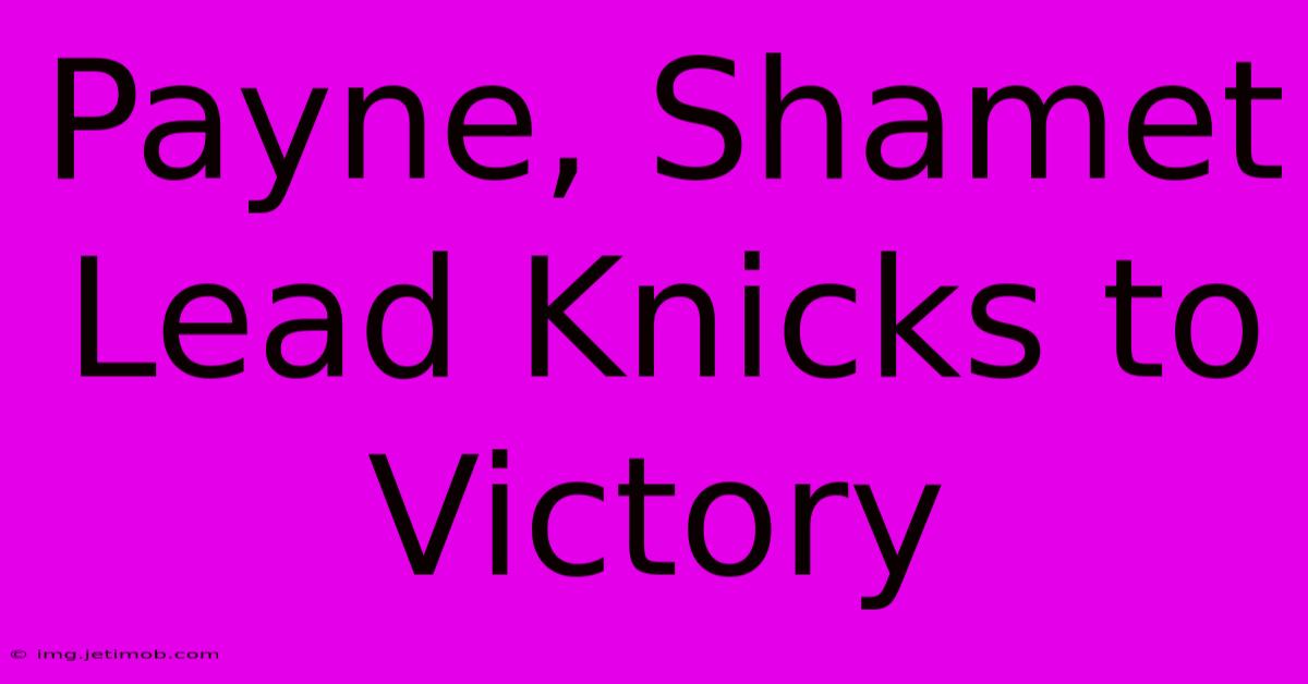 Payne, Shamet Lead Knicks To Victory