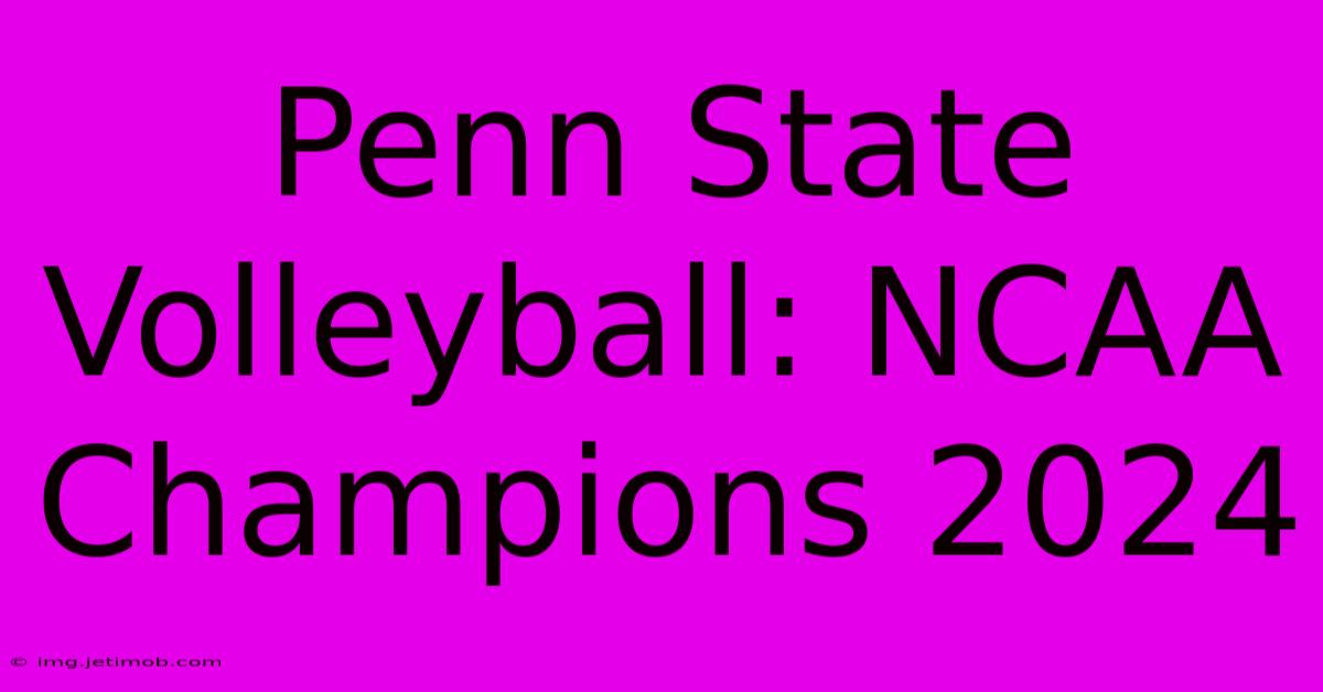 Penn State Volleyball: NCAA Champions 2024