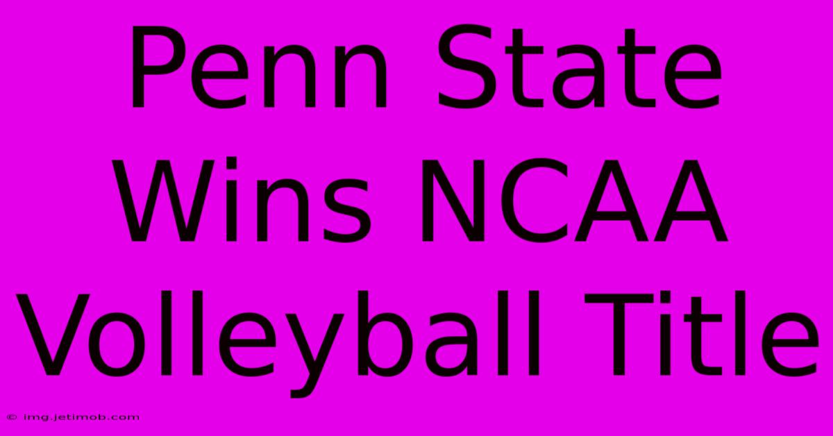 Penn State Wins NCAA Volleyball Title