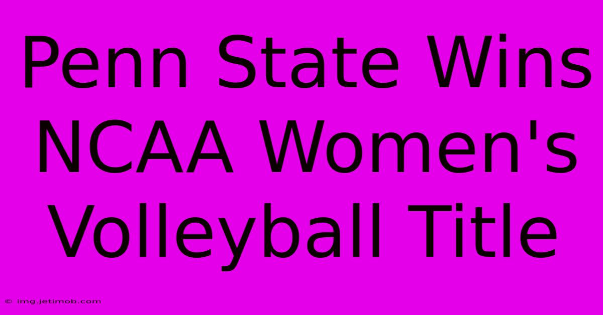 Penn State Wins NCAA Women's Volleyball Title