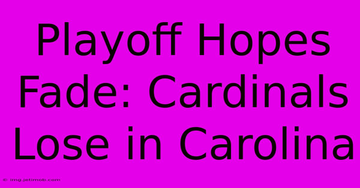 Playoff Hopes Fade: Cardinals Lose In Carolina