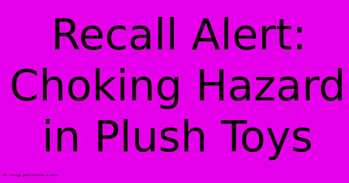 Recall Alert: Choking Hazard In Plush Toys