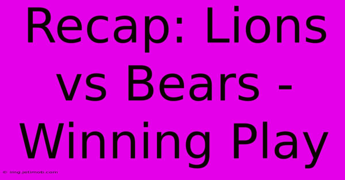 Recap: Lions Vs Bears - Winning Play