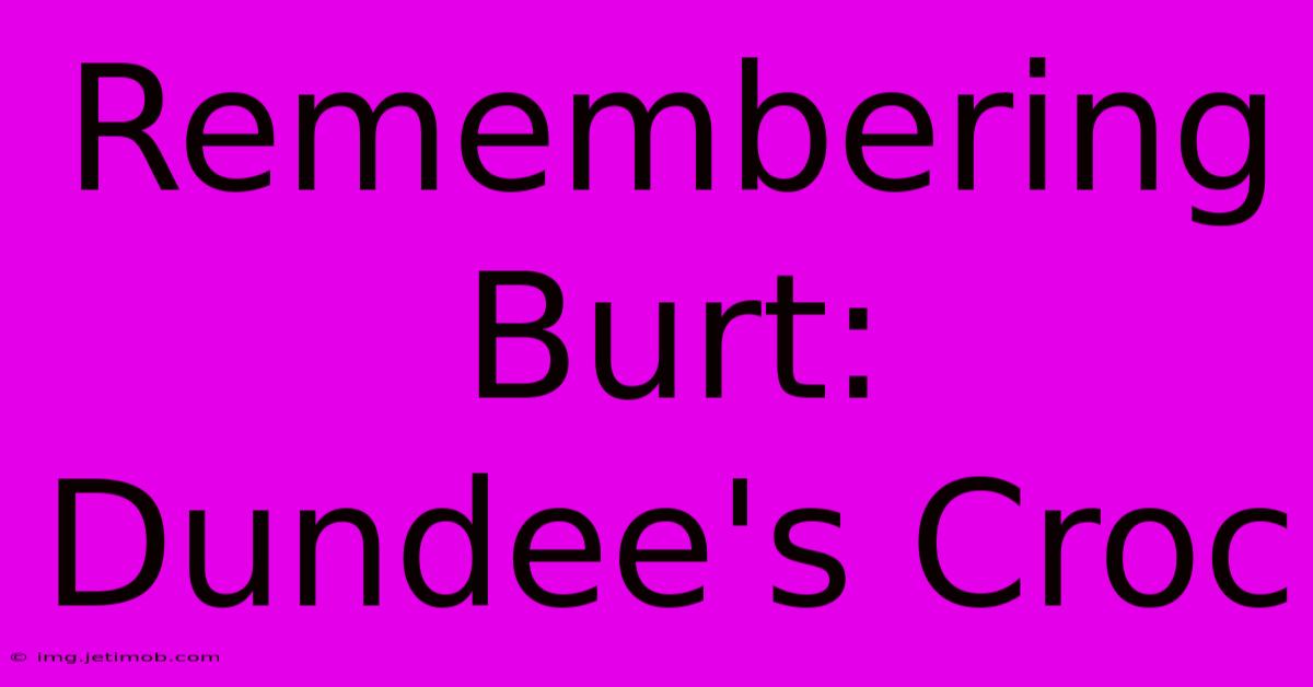 Remembering Burt: Dundee's Croc