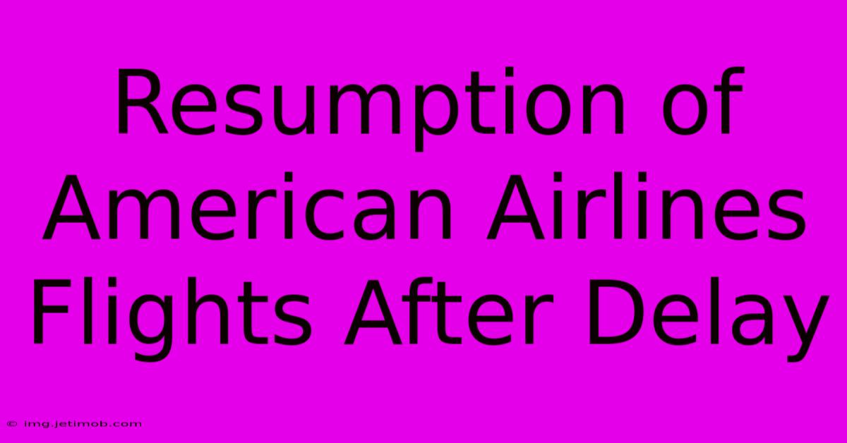 Resumption Of American Airlines Flights After Delay