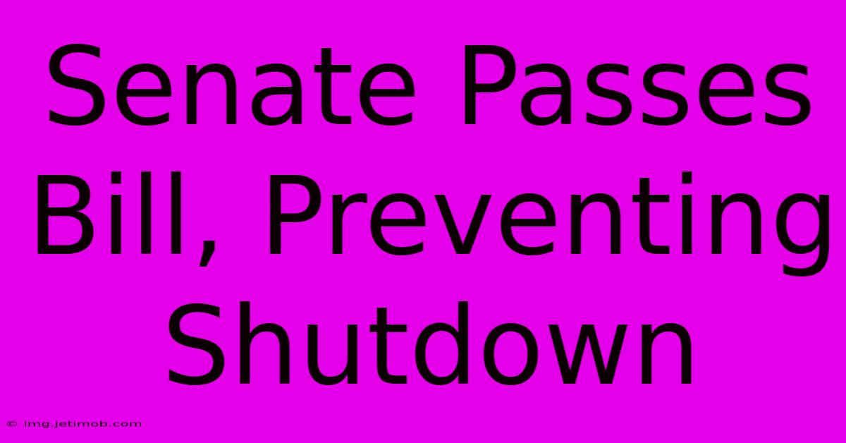 Senate Passes Bill, Preventing Shutdown