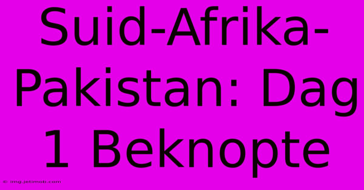 Suid-Afrika-Pakistan: Dag 1 Beknopte