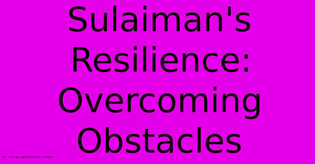 Sulaiman's Resilience: Overcoming Obstacles