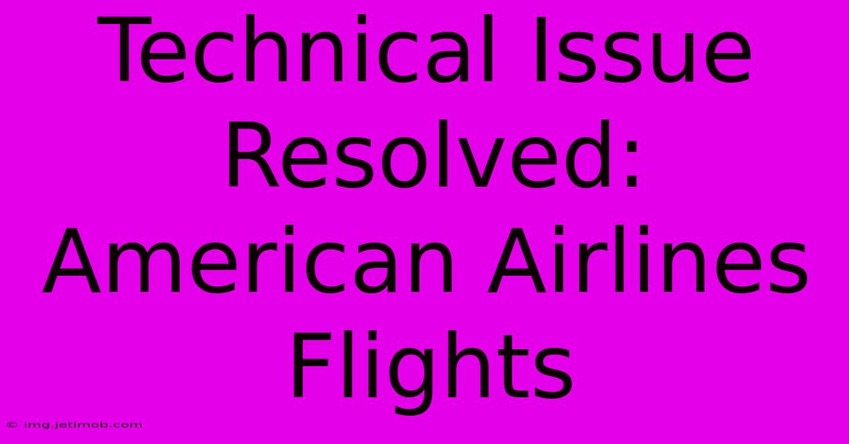 Technical Issue Resolved: American Airlines Flights