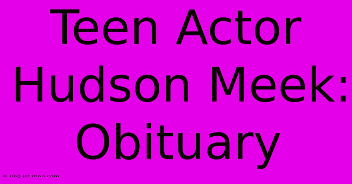 Teen Actor Hudson Meek: Obituary