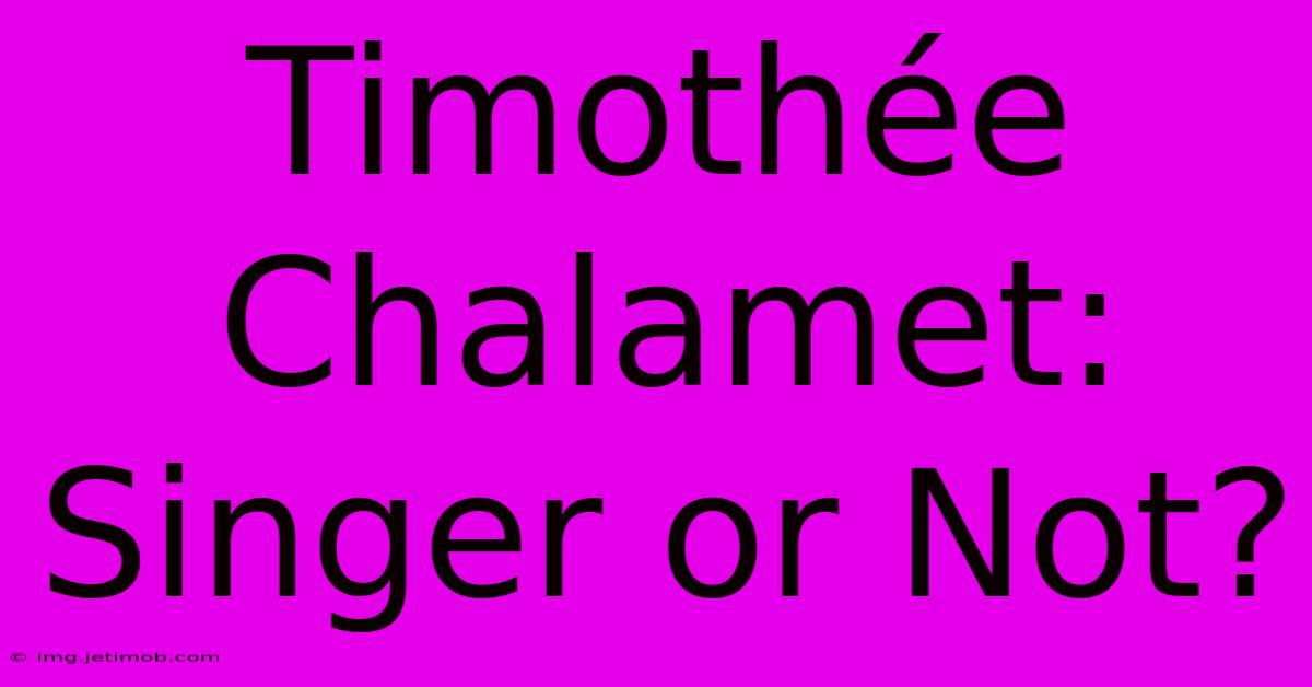 Timothée Chalamet: Singer Or Not?