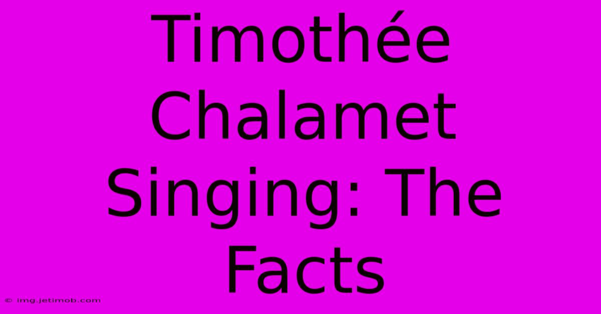 Timothée Chalamet Singing: The Facts