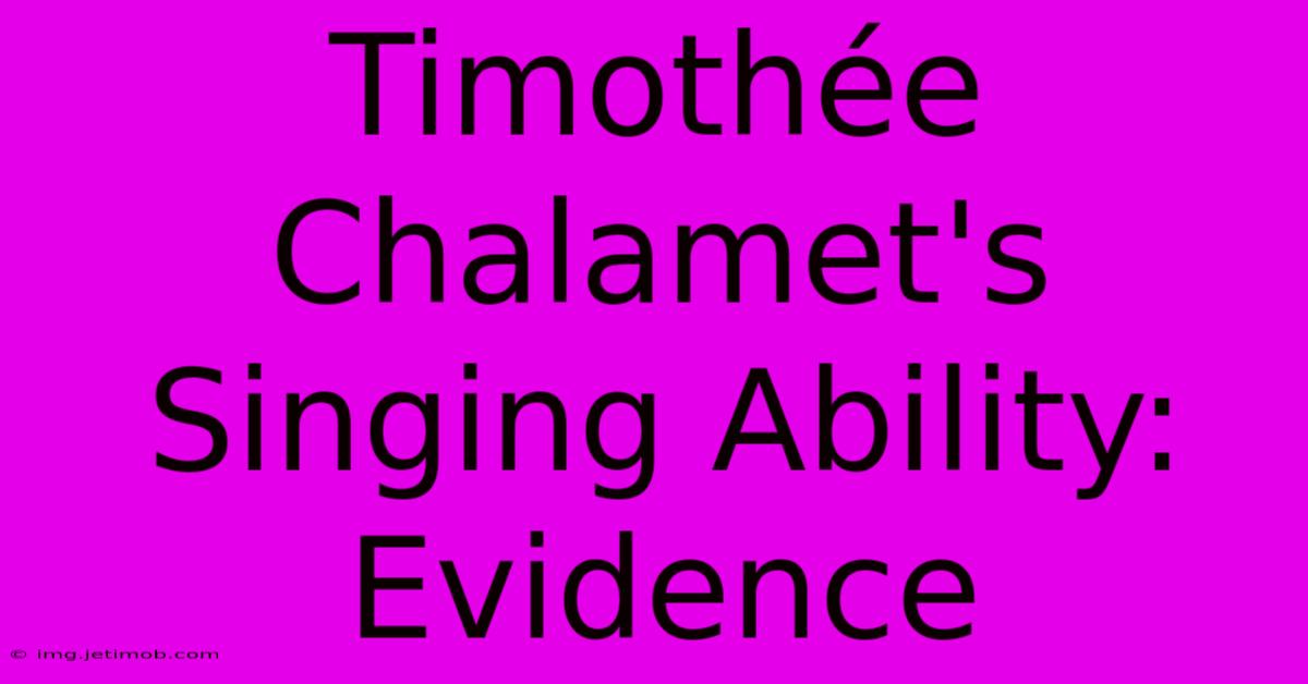 Timothée Chalamet's Singing Ability: Evidence