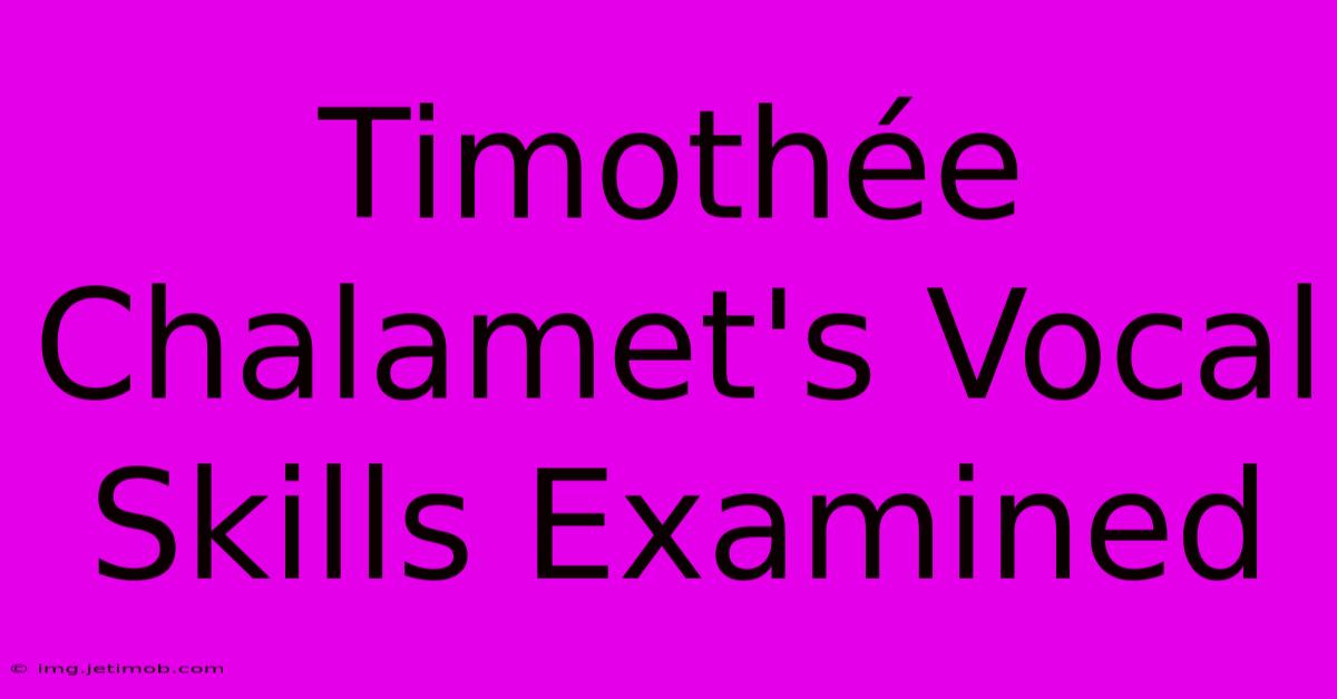 Timothée Chalamet's Vocal Skills Examined