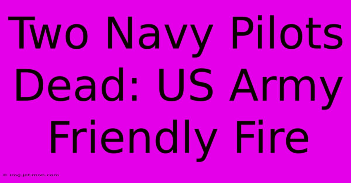 Two Navy Pilots Dead: US Army Friendly Fire