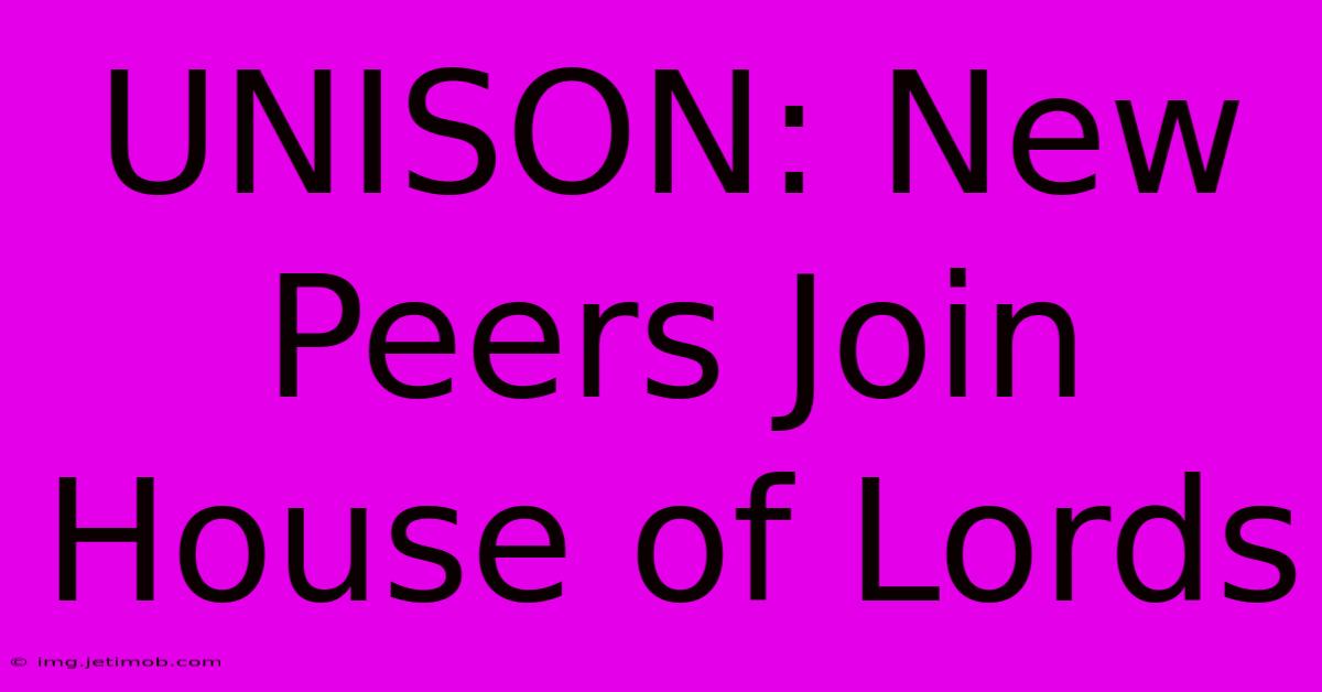 UNISON: New Peers Join House Of Lords