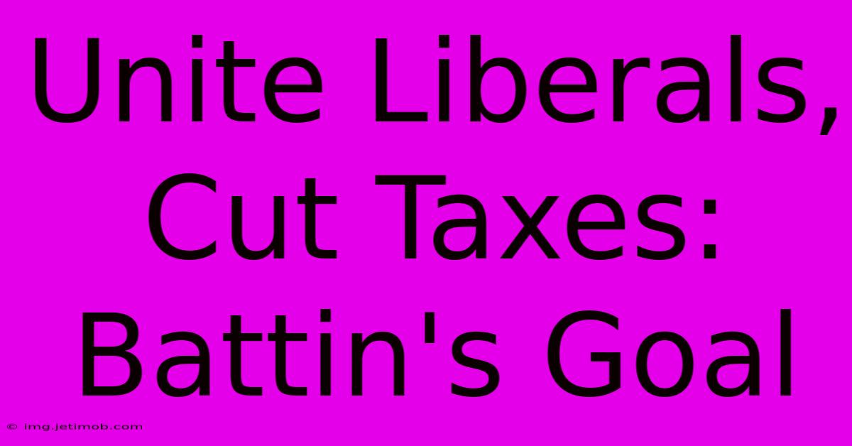 Unite Liberals, Cut Taxes: Battin's Goal