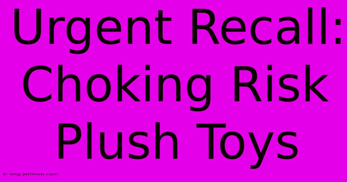 Urgent Recall: Choking Risk Plush Toys