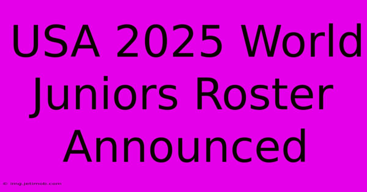 USA 2025 World Juniors Roster Announced