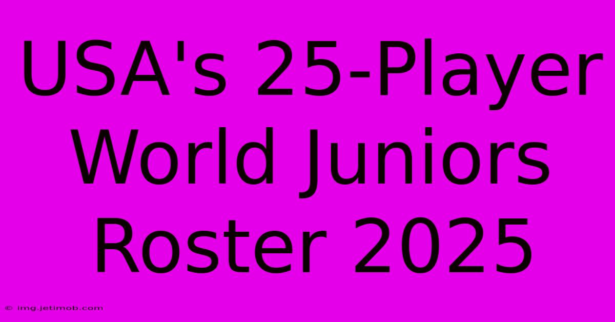 USA's 25-Player World Juniors Roster 2025