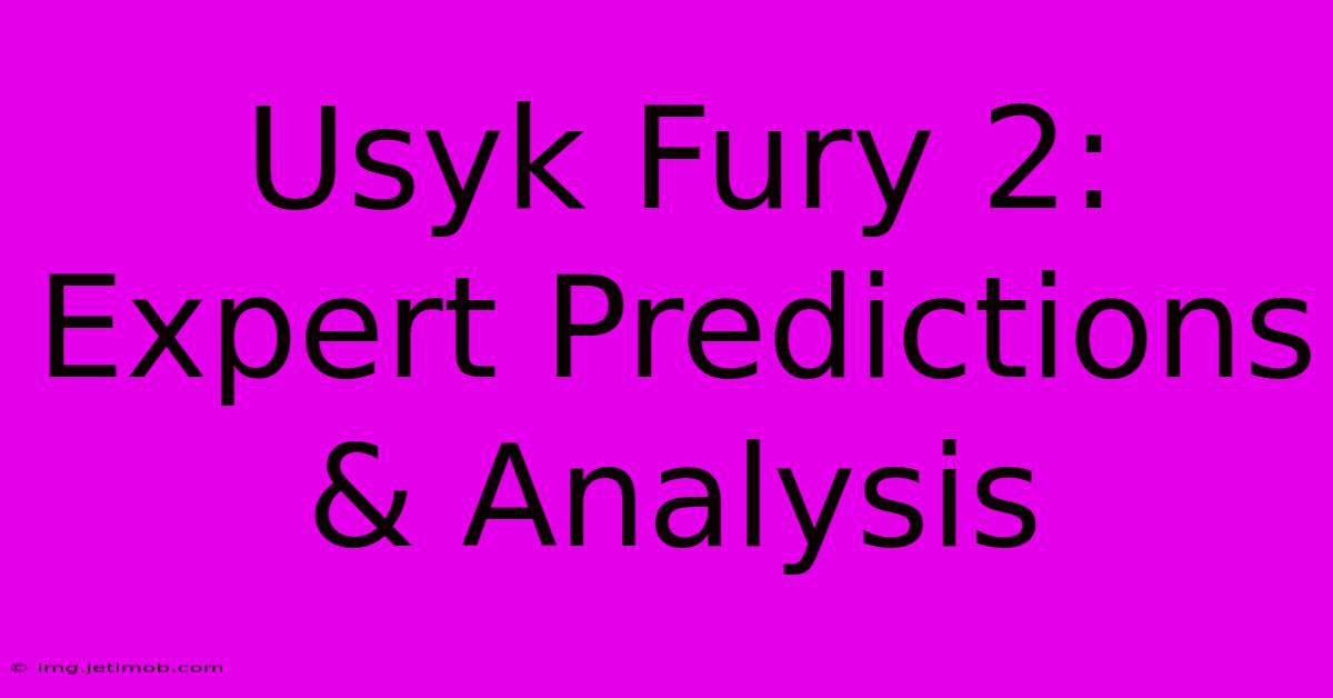 Usyk Fury 2: Expert Predictions & Analysis