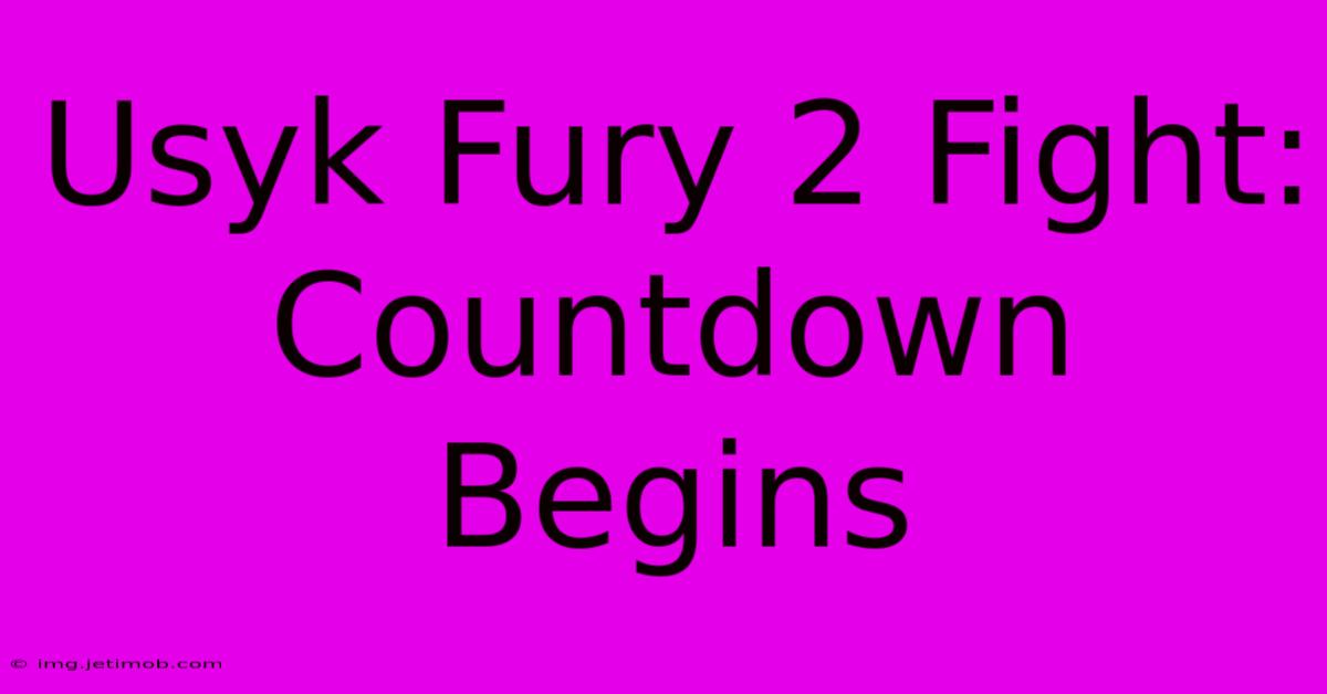 Usyk Fury 2 Fight:  Countdown Begins