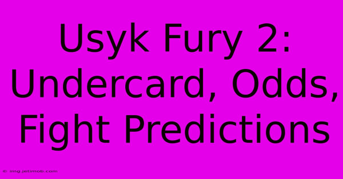 Usyk Fury 2: Undercard, Odds, Fight Predictions