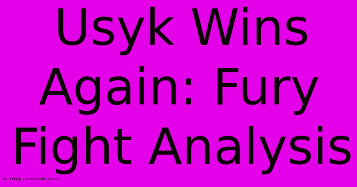 Usyk Wins Again: Fury Fight Analysis