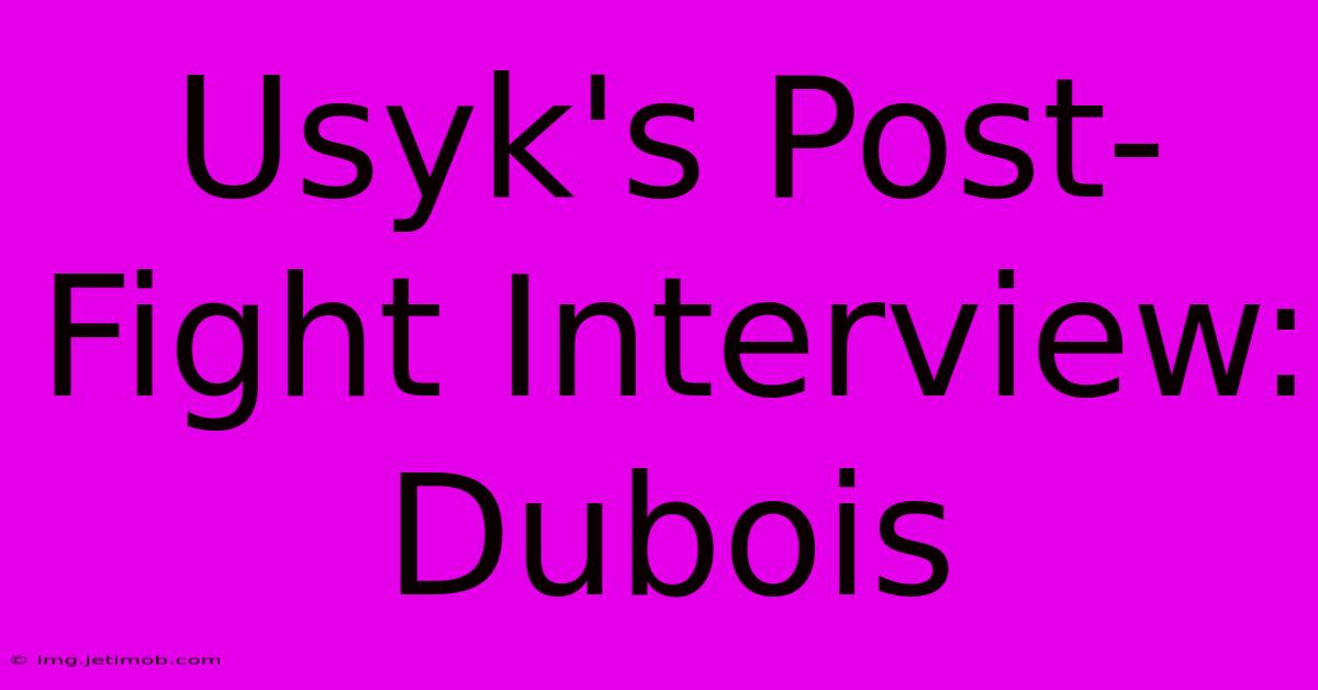 Usyk's Post-Fight Interview: Dubois