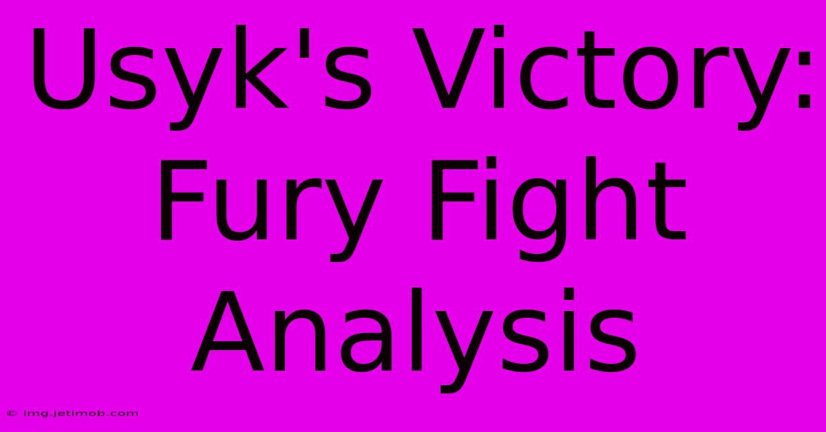 Usyk's Victory: Fury Fight Analysis