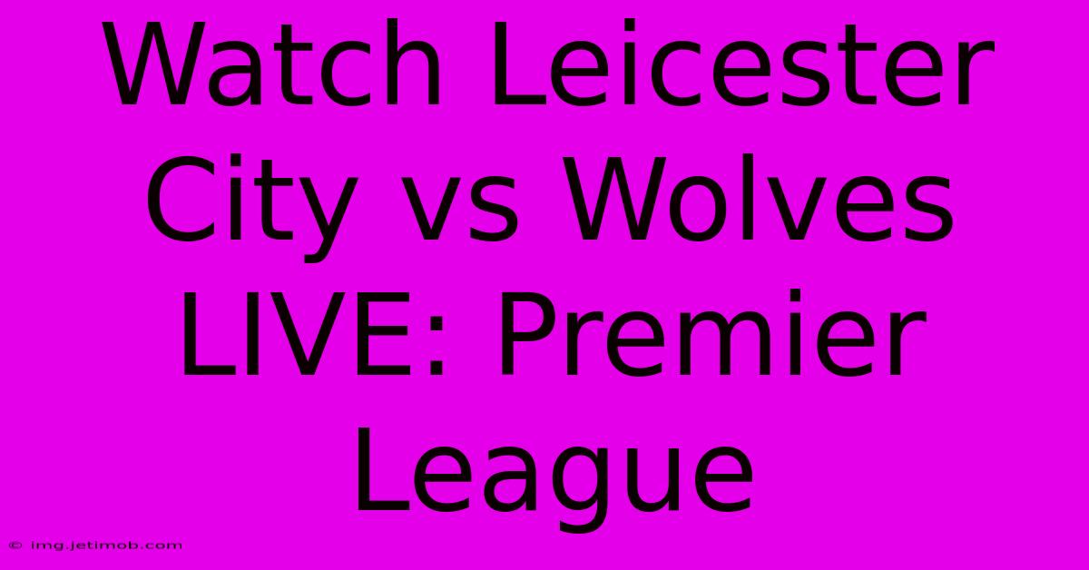 Watch Leicester City Vs Wolves LIVE: Premier League