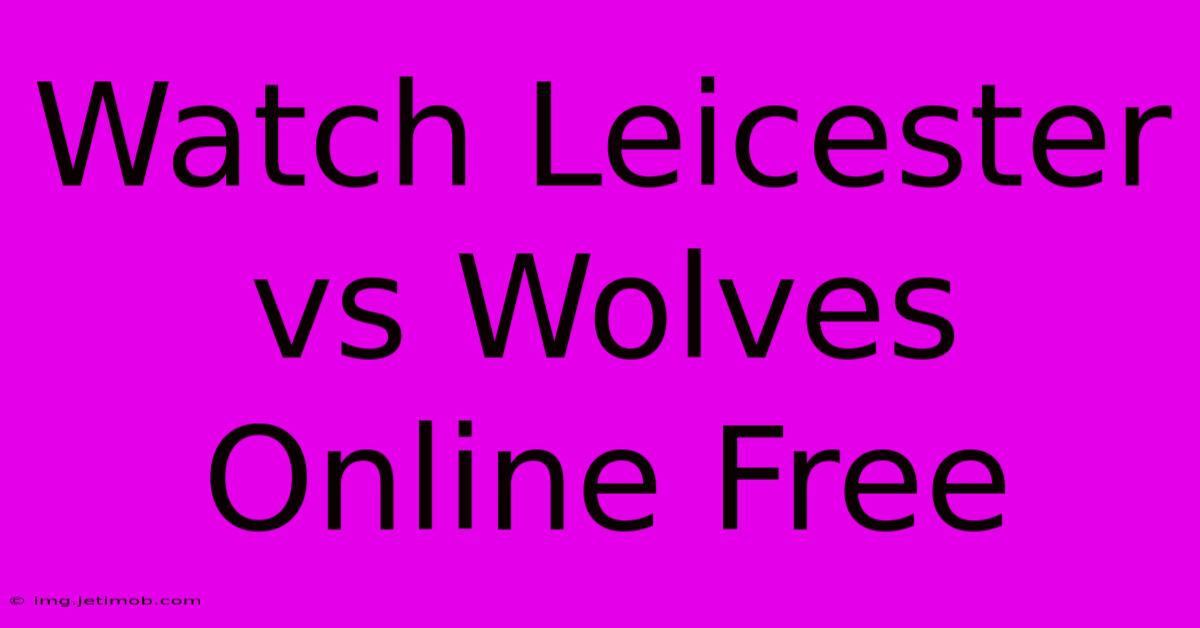 Watch Leicester Vs Wolves Online Free