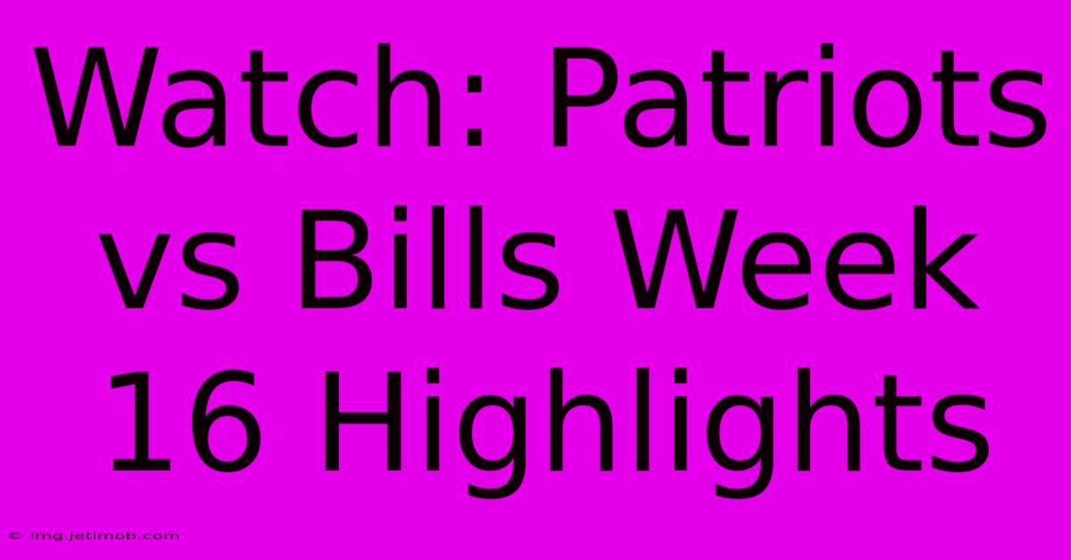 Watch: Patriots Vs Bills Week 16 Highlights