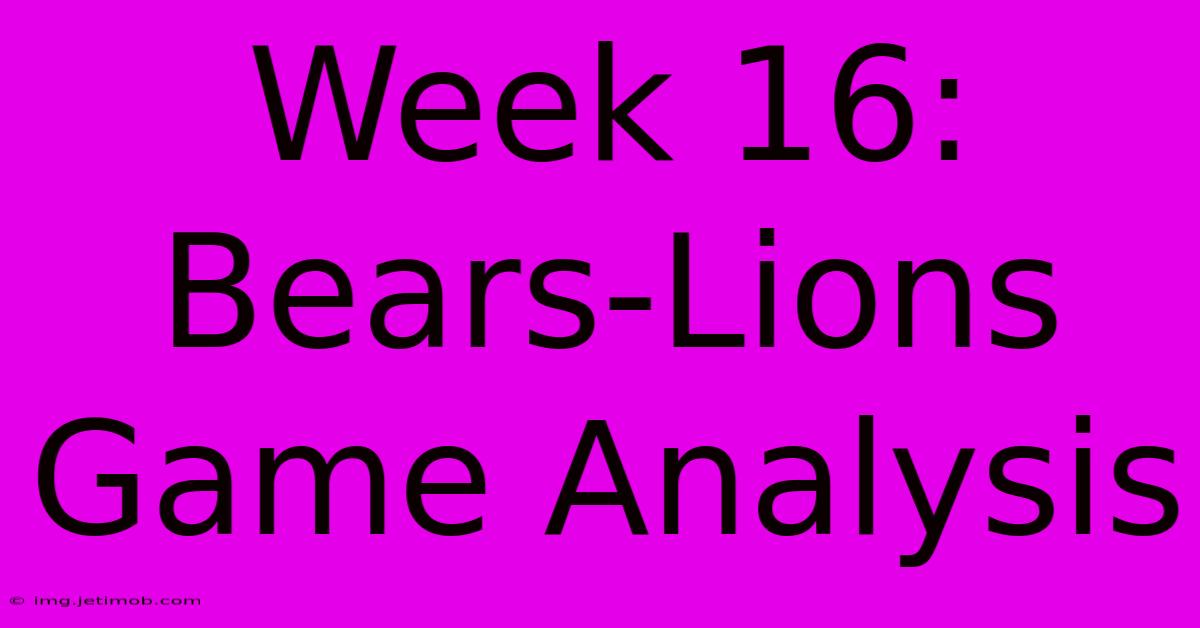 Week 16: Bears-Lions Game Analysis