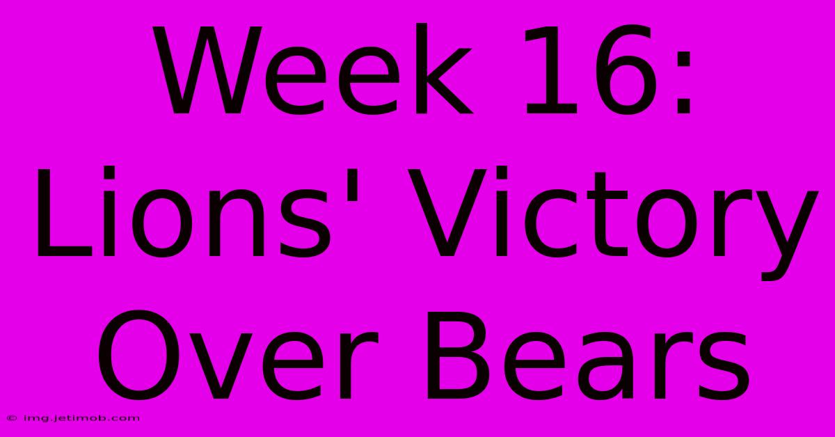 Week 16: Lions' Victory Over Bears