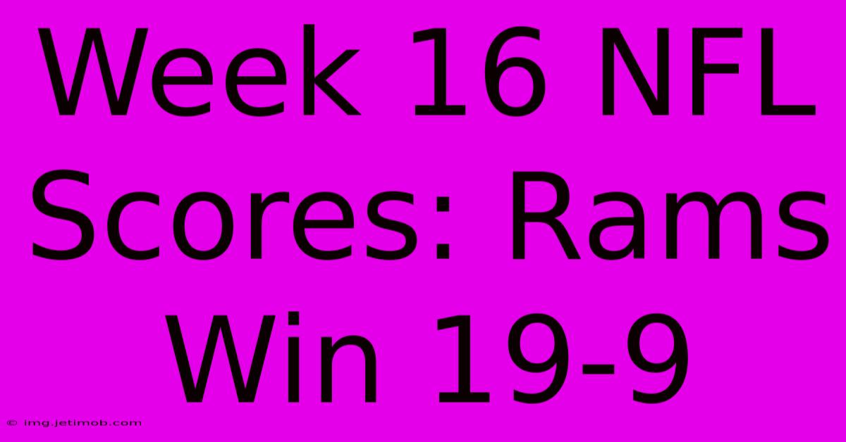 Week 16 NFL Scores: Rams Win 19-9