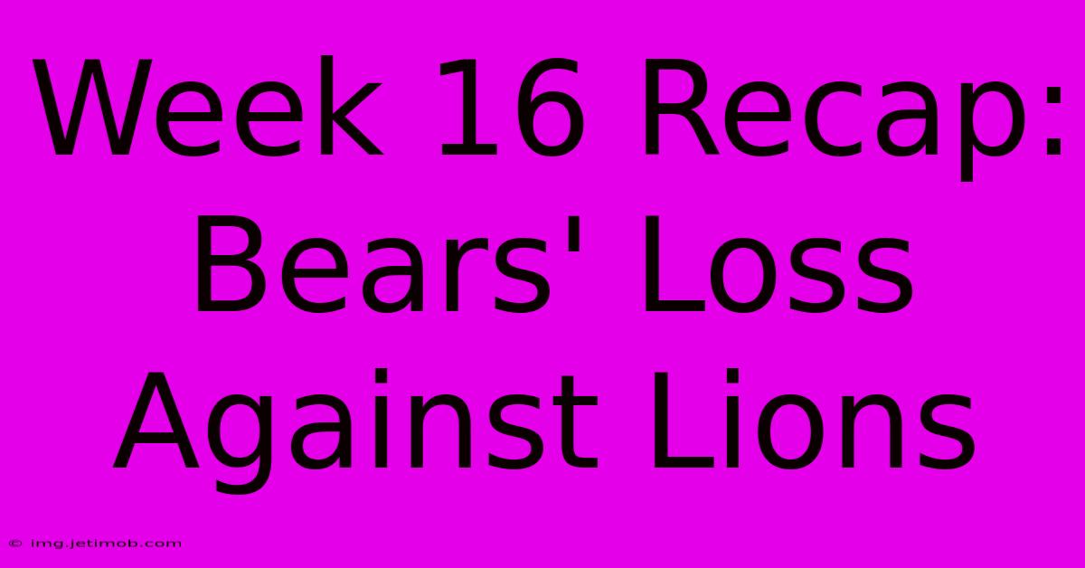 Week 16 Recap: Bears' Loss Against Lions