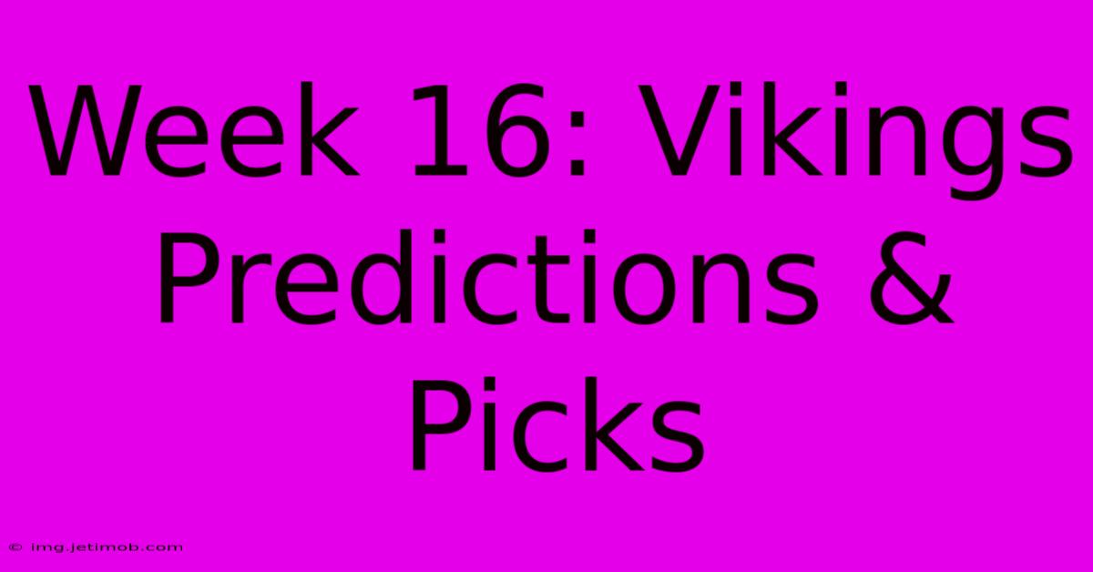 Week 16: Vikings Predictions & Picks